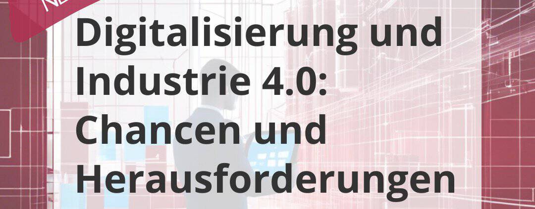 Person arbeitet an einem Laptop vor einer industriellen Kulisse, symbolisiert die Integration von Digitalisierung und Industrie 4.0 im Mittelstand, mit Fokus auf Prozessoptimierung, Organisation und Geschäftsfeldentwicklung.